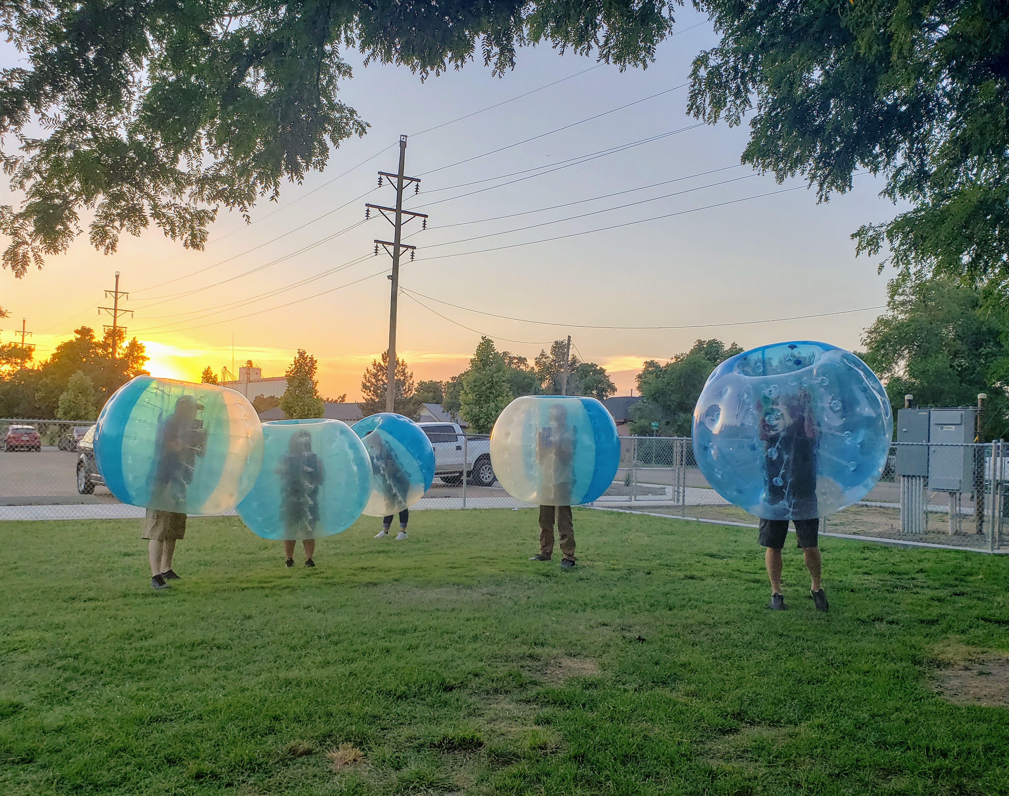 Zorb Ball participants at GC Wind game