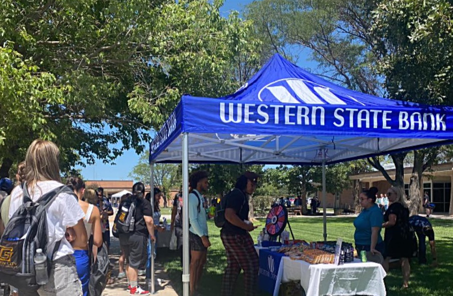 student orientation booth at gccc